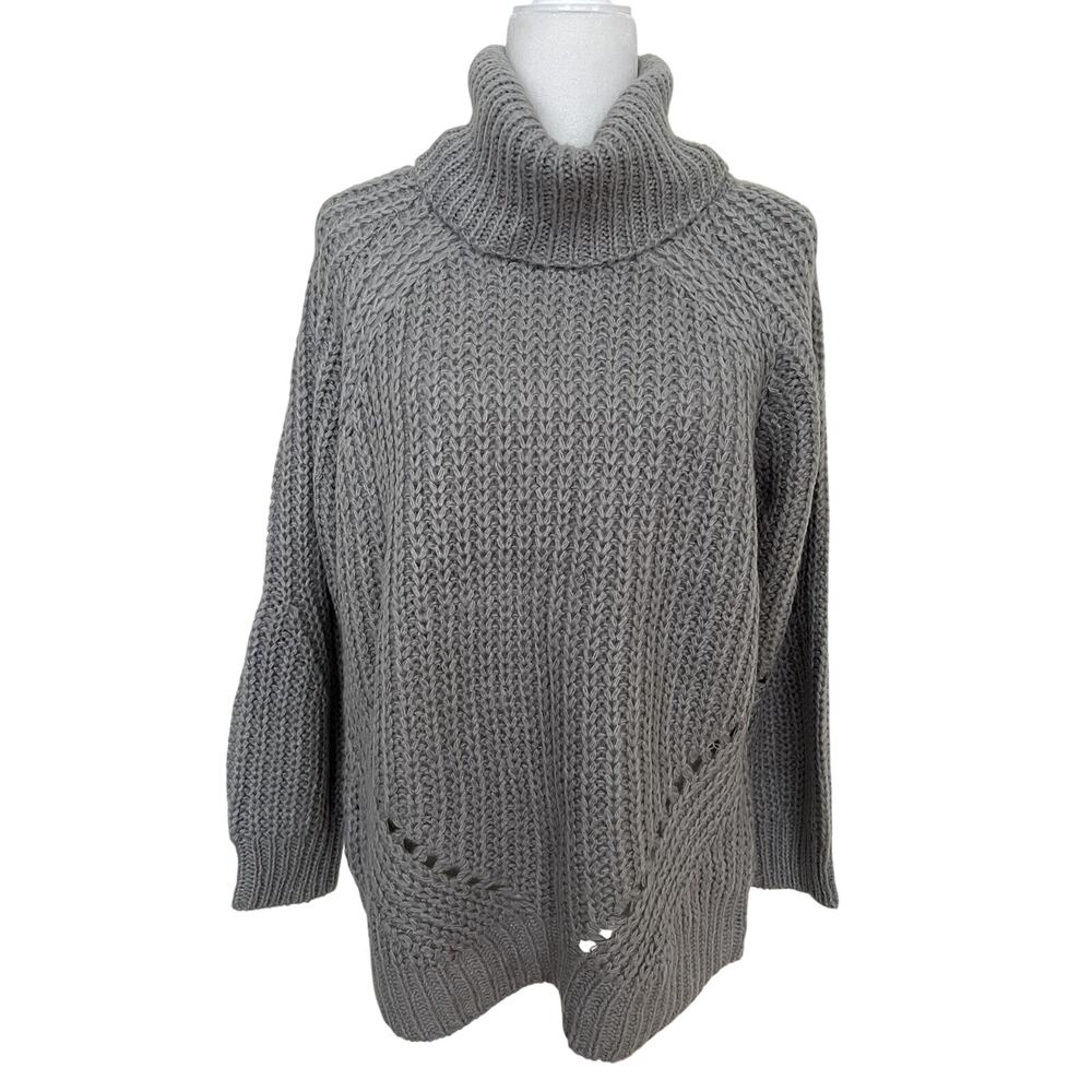 CLOTH BY DESIGN Pointelle Turtle Neck Sweater In gray size M women A003059
